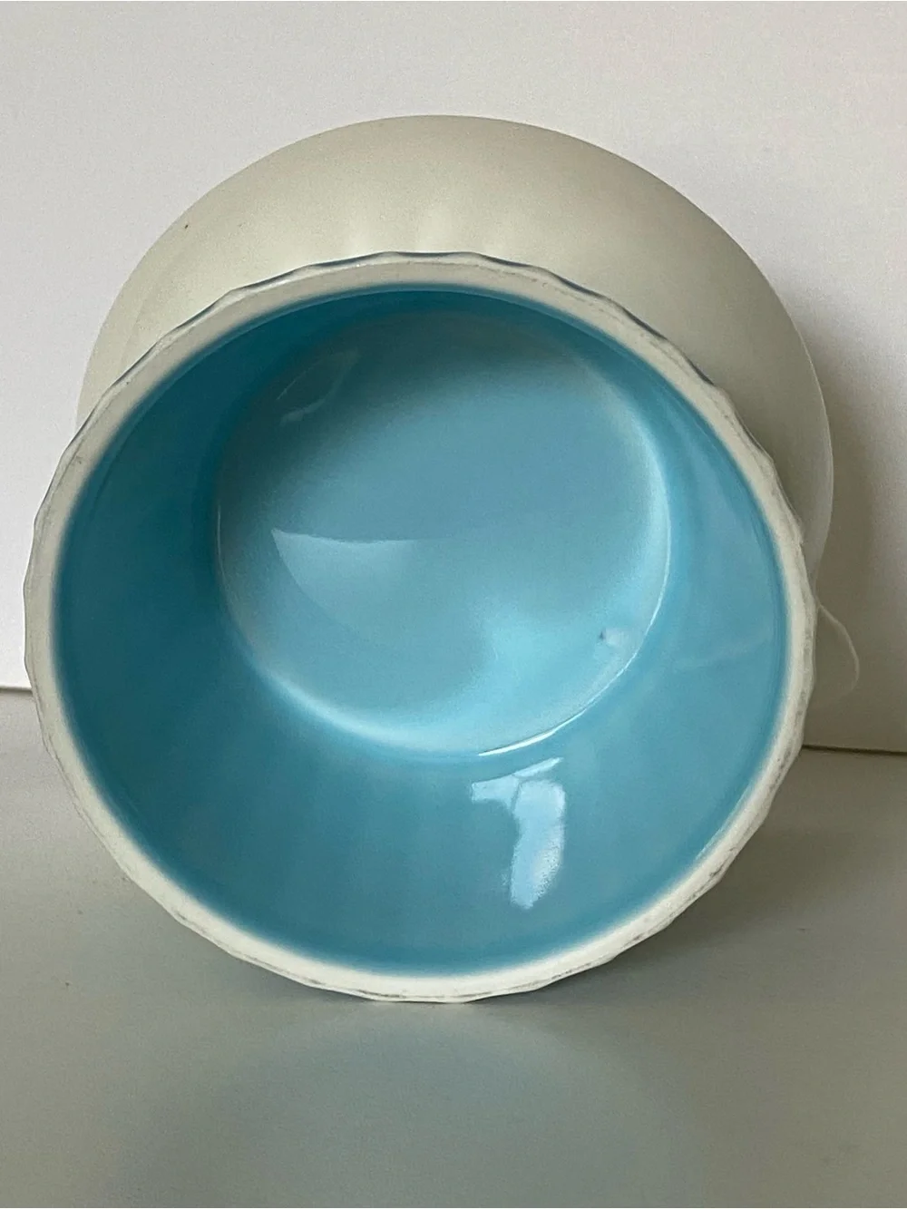 Raised Cat Food Bowl Pedestal Face Ears White Aqua Porcelain Water Dish Ceramic
